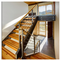 Kit complet de composants pour escalier droit : poutre de soutien, marche, montante, poteau de balustrade, balustre pour escaliers DIY