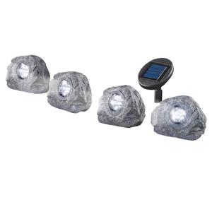 Solar Led Stone Lights Outdoor <b>Garden</b> Pathway Lighting Set With Solar Panel 4 Rock Lights For Lawn Patio Decor - Product Image 5
