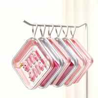 Boîte d'emballage pour faux ongles en acrylique avec cordon, étui de présentation carré transparent pour bijoux, vente en gros de luxe pour ongles