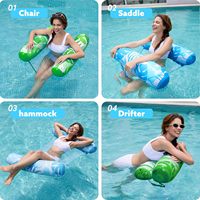 Hamac gonflable bleu vert conforme à la norme ASTM EN71, jouet flottant pour piscine, jouets de fête d'été, hamac flottant pour adultes en maille