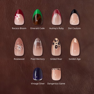 Uñas Postizas de Lujo con Diseño de Almendra, Uñas de Gel Suave Hechas a Mano de Alta Calidad, Uñas Francesas con Efecto Ojo de Gato, Uñas Postizas con Pegamento - Product Image 1