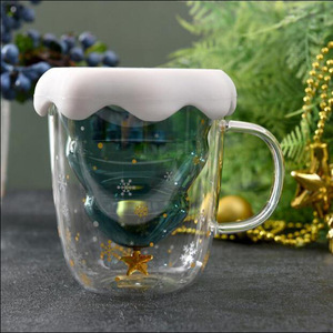 Mug à souhait en forme d'étoile de Noël, verre à double paroi isolé avec poignée, cadeau de Noël - Product Image 5