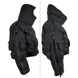 Piumino da Uomo Personalizzato Streetwear con Tasche Cargo, Nero, Leggero, Imbottito in Piuma d'<span class=keywords><strong>Oca</strong></span> per l'Inverno - Product Image 4