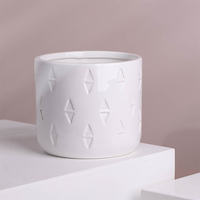 Planteur de jardin en céramique, modèle triangle gaufré, pot de fleurs blanc, jardinière de fleurs en céramique