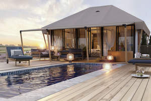 Tienda de Campaña de Lujo Tipo Safari 1-4 Personas, Glamping Lodge con Baño, Prefabricada, Escapadas Únicas, Cabaña Expandible Tipo Contenedor para Hotel, 4 Estaciones - Product Image 4