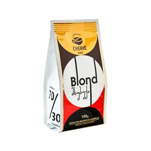 커피 아라비카와 로부스타 혼합물 순수 볶은 분쇄 커피 체리 블론드 100g 라이트 로스트 그라운드 커피