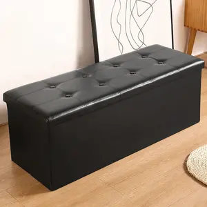 Sala de estar Quarto Corredor Dobrável Bed End Bench Chest Couro Estofado Otomano Folding Storage Foot Stool Armazenamento Luxo