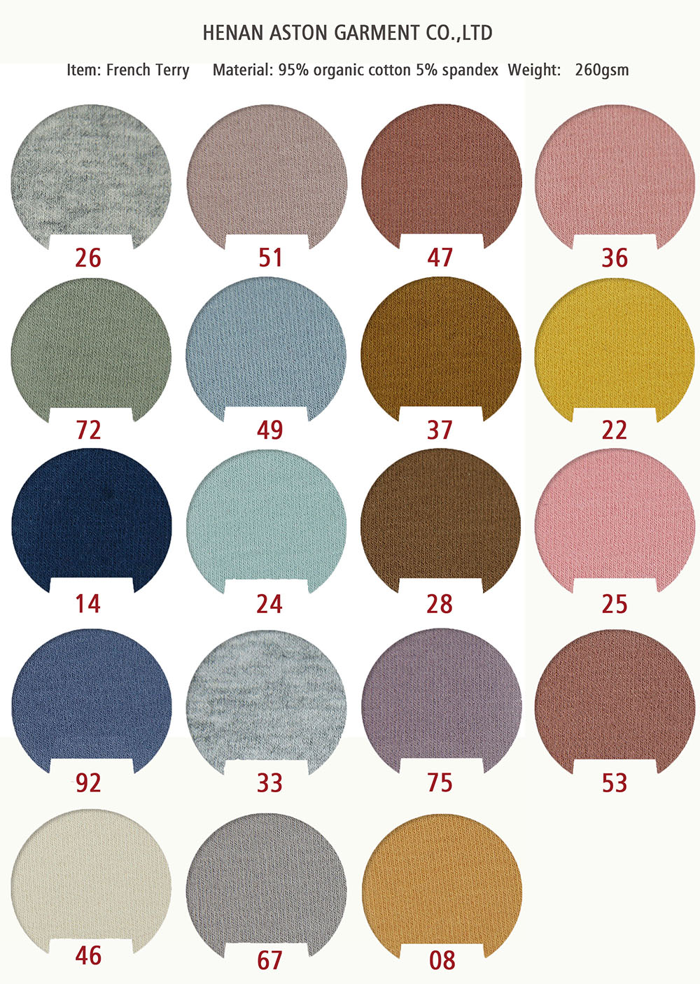 Please select colors from color card