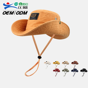 Bob en Coton Délavé Style Cowboy Coupe-Vent à Cordon, Grand Bord, Chapeau de Pêcheur d'Extérieur pour l'Escalade - Product Image 1