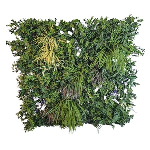 Il pannello di parete artificiale di plastica UV ignifugo per le decorazioni all'aperto della festa nuziale presenta il Design della parete verde dell'erba degli arbusti - Product Image 4