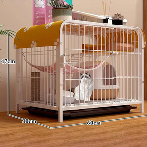 Luxe duurzame ijzeren solide grote meerlaagse katten- en hondenkooi met kunststof lade en bak, zwart, op maat gemaakt voor alle seizoenen - Product Image 2
