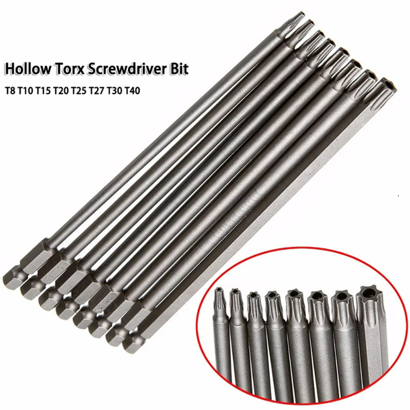 8-teiliges Torx-Bitset 150 Mm – T8 Bis T40, 1/4 Zoll Sechskant, Aus S2-Stahl Für Schraubendreher Und Bohrmaschinen