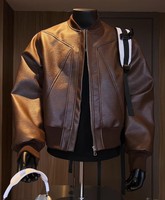 Veste en cuir PU surdimensionnée pour homme, style minimaliste, en cuir végétalien, fabrication OEM