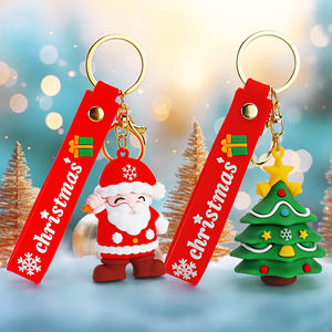 クリスマス<span class=keywords><strong>PVC</strong></span>ソフトラバーキーホルダークリスマスツリー雪だるまサンタクロースペンダントラブリーキーリングバックパックアクセサリー新年の贈り物 - Product Image 5