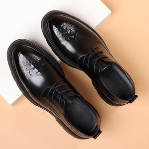 Oxford Vintage Blue and Red Mixed Color Design Waterproof <b>Height</b> <b>Increasing</b> Autumn Men's Business Office <b>Shoes</b> - Product Image 6