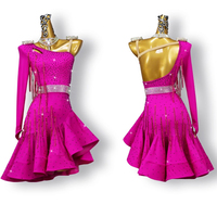 Robe de compétition latine pour femmes, couleur unie, une seule manche, franges, perles, asymétrique, confortable, haute qualité, strass