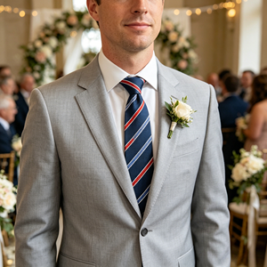 Custom Formal <b>Tie</b> Stripe Plaid Blue <b>Polyester</b> Business Wedding Necktie for Men - Product Image 3