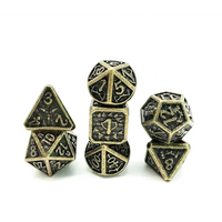 Jeu de dés polyédriques en acrylique Dragon Wars 16 mm D6 D20 avec gobelet et boîte, finition antique, 7 couleurs, pour DND