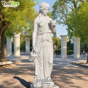 Estatua de estilo griego para mujer, estatua de mármol blanco con maceta, tamaño real - Product Image 3