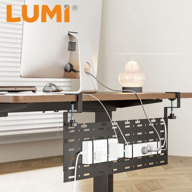 Clamp-On Cable Management Vertical Under-Desk Cable Organizer Hider Cable Tray Holder for Office Desk