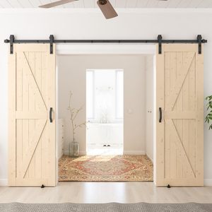 <span class=keywords><strong>Porte</strong></span> coulissante en bois <span class=keywords><strong>de</strong></span> <span class=keywords><strong>grange</strong></span> naturel <span class=keywords><strong>de</strong></span> <span class=keywords><strong>24</strong></span> x 80 <span class=keywords><strong>pouces</strong></span>, pré-percée, bricolage, bois d'épicéa massif non fini, panneau, <span class=keywords><strong>porte</strong></span> intérieure - Product Image 5