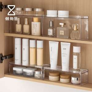 Boîte de rangement transparente Lazy Corner pour cosmétiques, avec étagères, tiroirs et compartiments, pour salle de bain et bureau. - Product Image 1