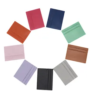 Free Sample Tiding Women Custom Logo Color Saffiano Leather Card Holder Slim Credit Cardholder Wallet