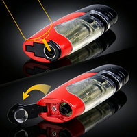 Briquet torche à jet de butane portable multicolore en alliage de zinc rechargeable avec grand réservoir de carburant visible