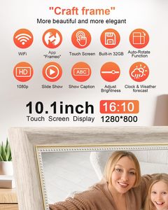 Cornice digitale bianco 10.1 pollici con archiviazione 32GB ad alta risoluzione cornici Touch Screen tramite APP gratuita per condividere <span class=keywords><strong>foto</strong></span> e Video - Product Image 2