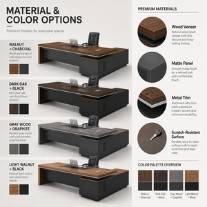 Conjunto de Silla y <span class=keywords><strong>Escritorio</strong></span> Ejecutivo Moderno y Sencillo, Extensible, Duradero, con Panel de Madera, Estilo de Almacenamiento, <span class=keywords><strong>Escritorio</strong></span> para Jefe, Presidente o Gerente - Product Image 4