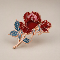 Broche en métal émaillé souple personnalisée, élégante, motif floral botanique rose, pour robe femme
