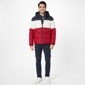 Blouson matelassé en coton pour homme, style urbain, col montant, logo frontal, design personnalisé, chaud pour l'hiver - Product Image 1