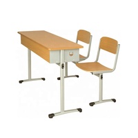 Chaise de bureau double classique moderne pour salle de classe Mobilier en bois stable et durable avec fente pour stylo pour un apprentissage efficace