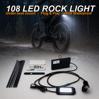 Lumière de roche tout métal à 108 LED pour moto électrique, vélo électrique, alimentée par batterie, en aluminium moulé sous pression, étanche IP68