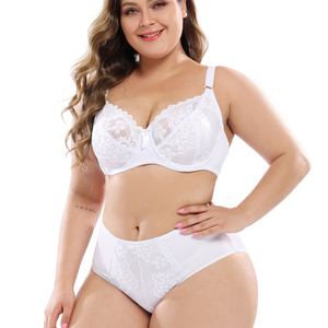 Conjunto de sujetador sexy con aros push-up de encaje de copa 3/4 talla grande y braguita de bikini, transpirable, sin costuras, de elastano/poliéster - Product Image 4