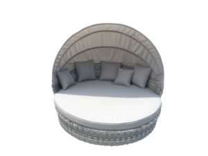 Lit <span class=keywords><strong>de</strong></span> soleil extérieur rond <span class=keywords><strong>de</strong></span> piscine <span class=keywords><strong>de</strong></span> <span class=keywords><strong>jardin</strong></span> <span class=keywords><strong>de</strong></span> rotin durable <span class=keywords><strong>de</strong></span> loisirs avec l'auvent escamotable - Product Image 5