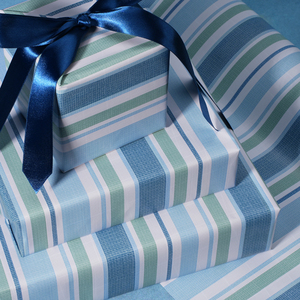 Fresh Blue Sage Green Stripe Decorative Wrapping Paper Roll For Men Boys Holiday Graduation <b>Gift</b> Packing Supply - Product Image 3