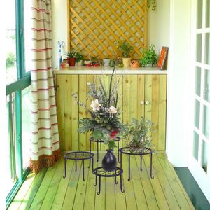 Support de plantes rond 4 en 1 DB Metal, support de pot de fleurs en fer, présentoir de jardin, style moderne - Product Image 3