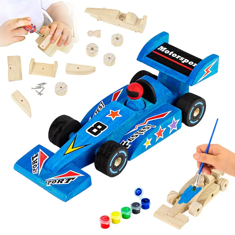 ShaunChee wooden F1 car crafts diy assembly toys for kids