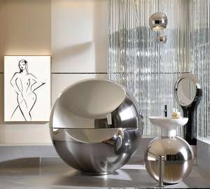 300MM d'épaisseur 1MM en acier inoxydable bricolage décoration <span class=keywords><strong>murale</strong></span> motif abstrait Art déco Style boule paysage <span class=keywords><strong>fontaine</strong></span> jardin ornements - Product Image 1