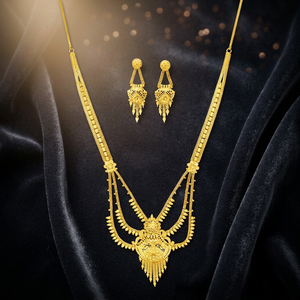 Wholesale Dubai Style <b>Fashion</b> <b>Necklaces</b> 14K18K24K Micron Gold Plated Brass Rani Haar Bridal Wedding Set Traditional Design - Product Image 5