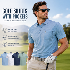 Custom Golf <b>Shirts</b> <b>with</b> <b>Pocket</b> <b>Men</b> Performance <b>Polo</b> <b>Shirt</b> Breathable Moisture Wicking Golf Apparel OEM ODM Manufacturer - Product Image 1