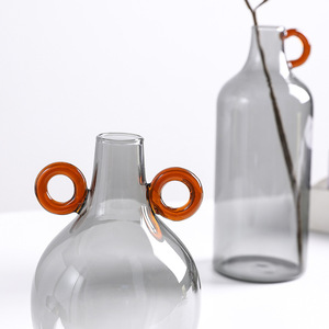 Moderno Florero de Vidrio Gris de Alta Calidad, Florero Hidropónico para Hogar u Oficina, Arte en Vidrio - Product Image 4