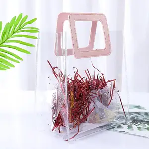 Biểu Tượng Tùy Chỉnh Trong Suốt PVC Tote Túi Thời Trang Mở Phong Cách Mua Sắm Và Quà Tặng Túi Với PU Xử Lý Cho Bao Bì Túi