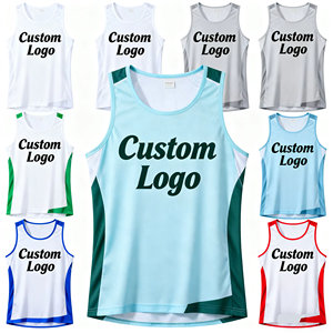 Camisetas de Running para Hombre, Sublimadas con Logotipo Personalizado de Fábrica, Diseño de Malla 100% Poliéster, Transpirables y de Secado Rápido, para Maratón - Product Image 1