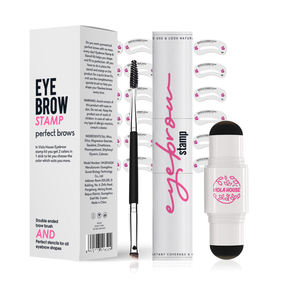 <strong>Eyebrow</strong> <strong>Stencils</strong> Brow and Hairline Hair Thickening Brow Powder Fiber 4 Color Double Head Brow Stamp and <strong>Stencil</strong> <strong>Kit</strong> - Product Image 1