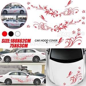 Juego de 3 pegatinas para carrocería de coche, pegatinas para cubierta de motor, diseño de mariposa y flor, calcomanías gráficas grandes, decoración - Product Image 1