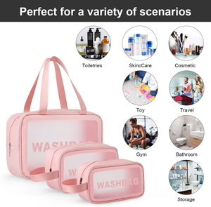 Juego de Bolsas de Aseo Premium para Resort, Playa o Dormitorio, Impermeables, de TPU, Portátiles, Transparentes, de Cuero PVC Rosa - Product Image 4