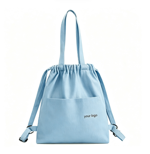Sac à dos en toile personnalisé OEM, sac fourre-tout en coton réutilisable avec cordon de serrage, imprimé avec logo, pour un usage quotidien - Product Image 3