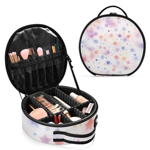 Nouvelle trousse de rangement cosmétique portable de forme ronde, sacs à maquillage imperméables, logo personnalisé, prix bas en vente - Product Image 2